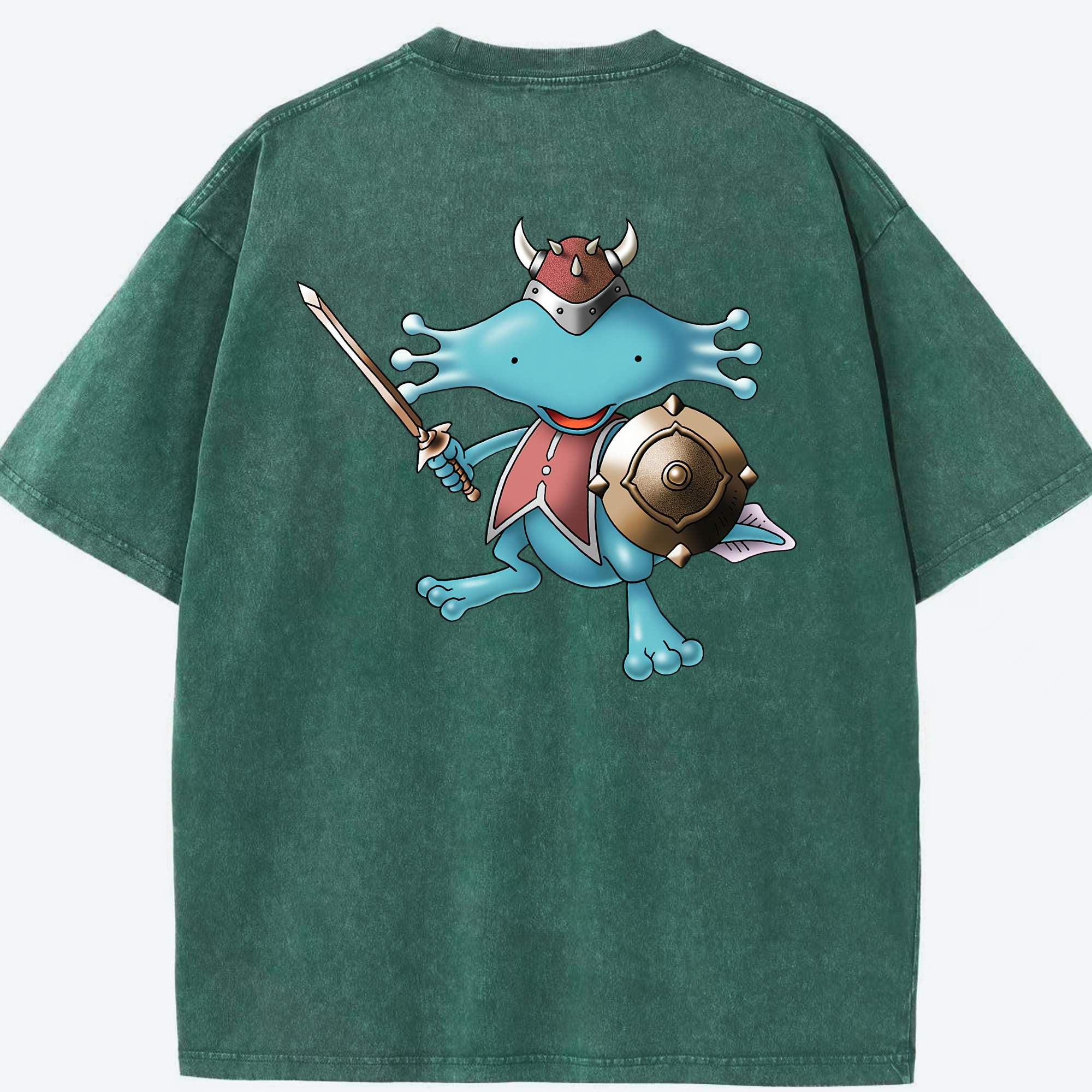 （画像用） ドラゴンクエスト Doragon Kuesuto Dragon Quest 綿100% ヴィンテージ風 半袖Tシャツ（背面プリント）